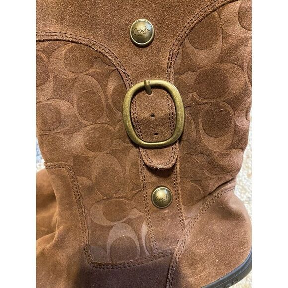 COACH Meyer Brown Signature Suede Boots Sz 8 READ - Picture 2 of 9